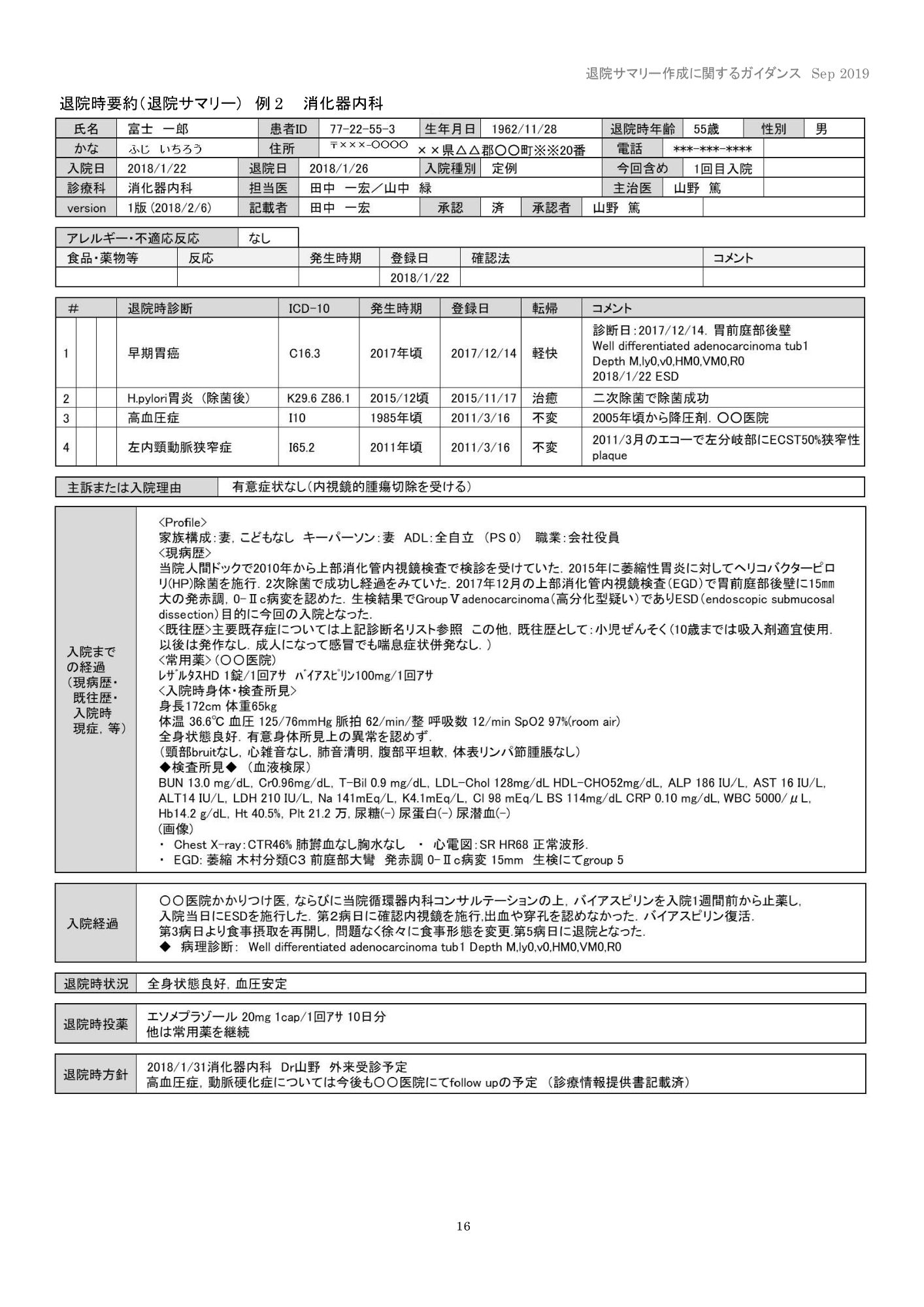 退院サマリー16のサンプル