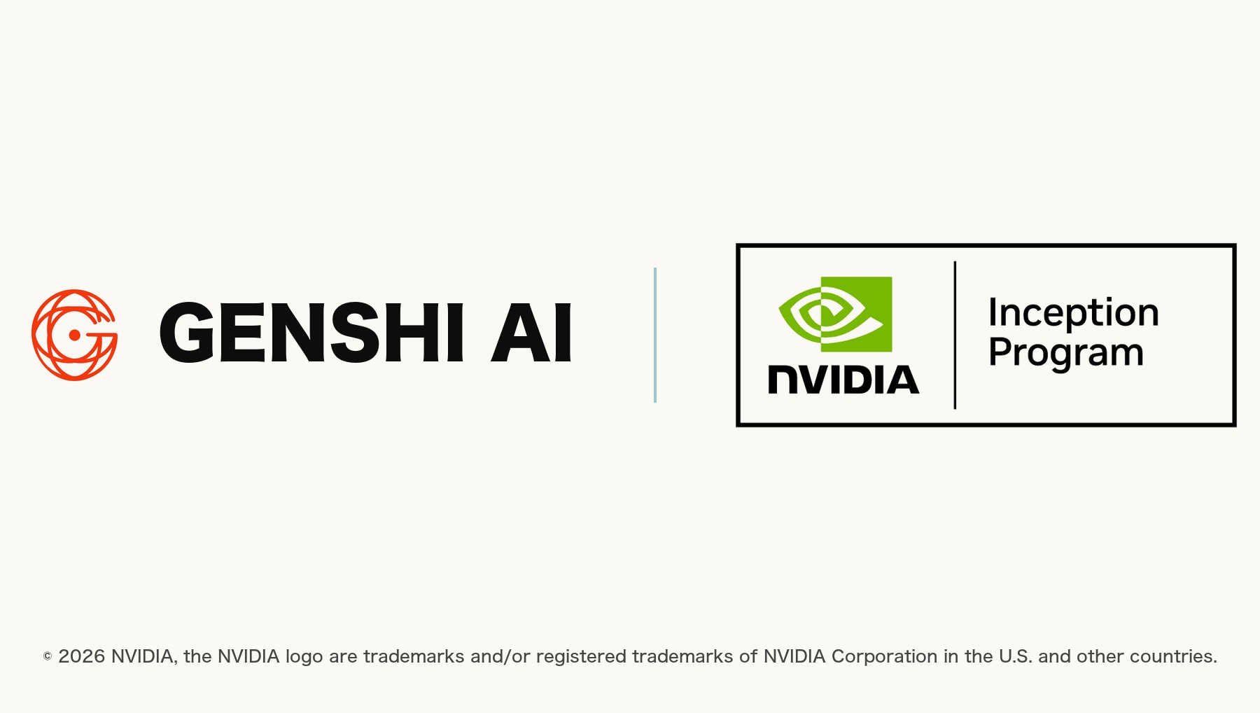 GENSHI AI のロゴと NVIDIA Inception Program の公式メンバーバッジを並べたバナー画像